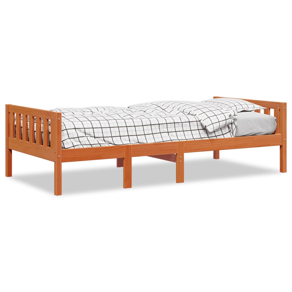 Letto Bambini senza Materasso Marrone Cera 90x200 cm Legno Pino | homemem39