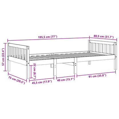 Letto per Bambini senza Materasso Bianco 75x190cm Massello Pino | homemem39