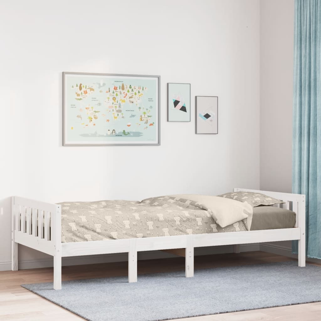 Letto per Bambini senza Materasso Bianco Massello Pino