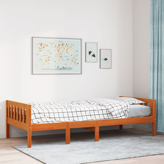 Letto Bambini senza Materasso Marrone Cera 75x190 cm Legno Pino - homemem39