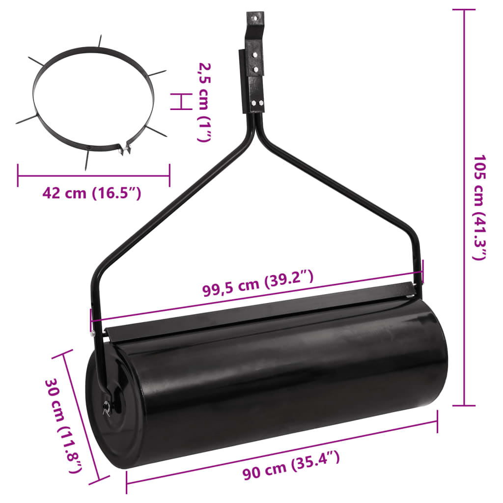 Rullo da Giardino con Aeratore a Morsetti Nero 63 L in Ferro - homemem39