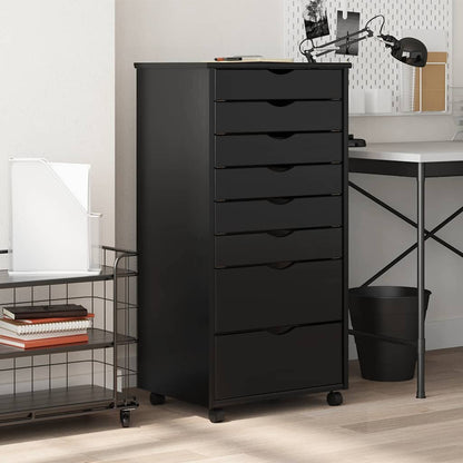 Armadietto Rotante con Cassetti MOSS Nero Legno Massello Pino | homemem39