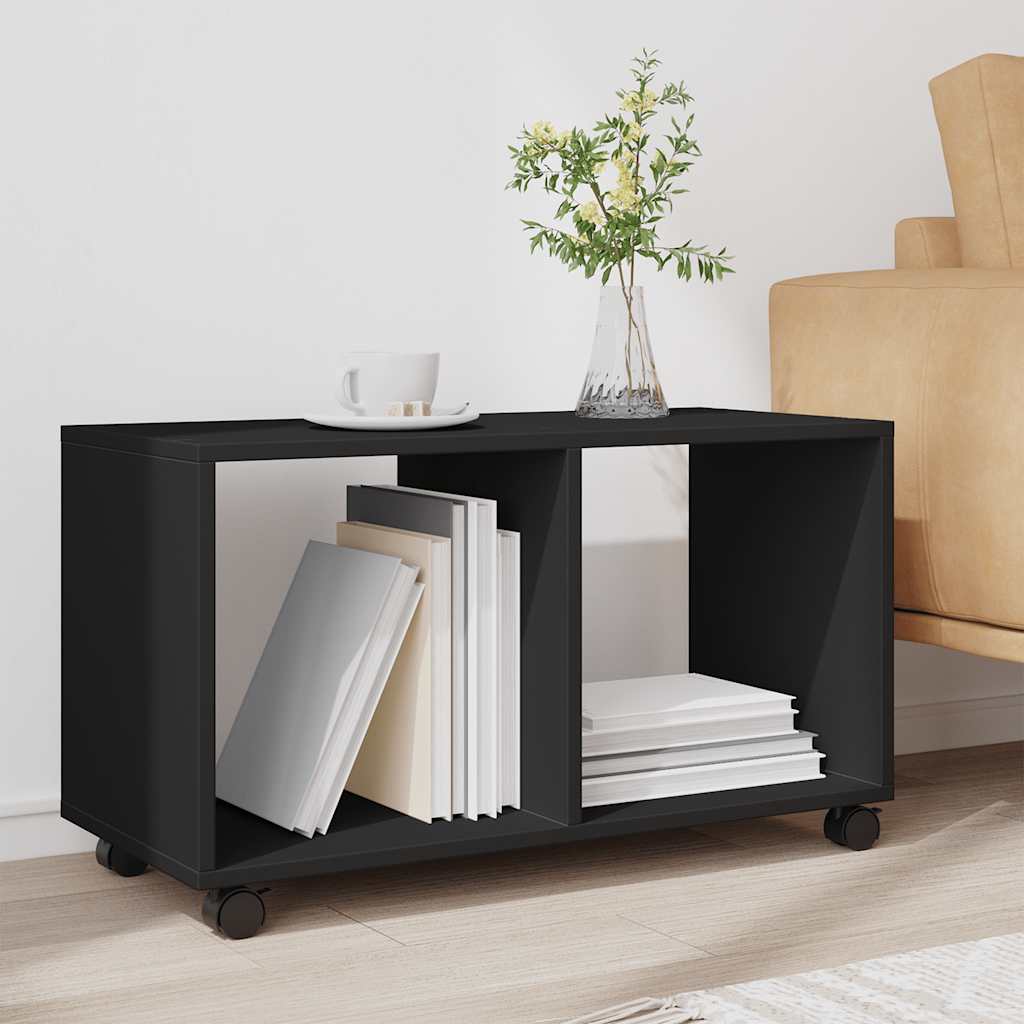 Mobiletto con Ruote Nero 72x33x42,5 cm in Truciolato | homemem39