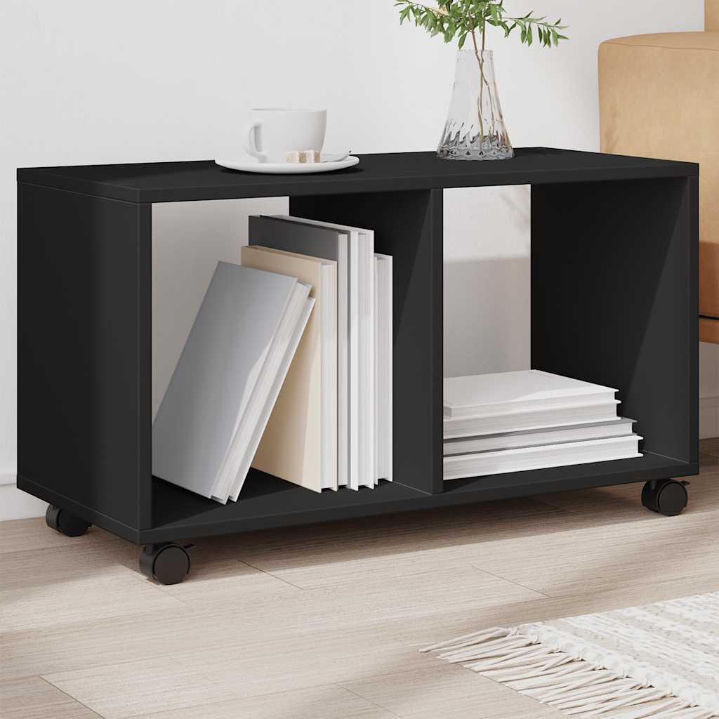 Mobiletto con Ruote Nero 72x33x42,5 cm in Truciolato | homemem39