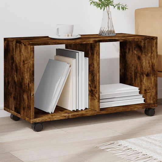 Mobiletto con Ruote Rovere Fumo 72x33x42,5 cm in Truciolato | homemem39