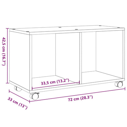 Mobiletto con Ruote Grigio Sonoma 72x33x42,5 cm in Truciolato