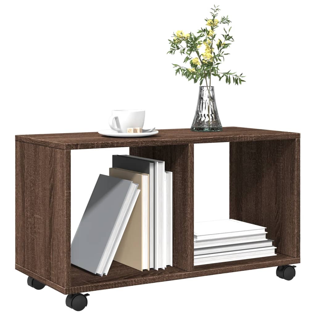 Mobiletto con Ruote Rovere Marrone 72x33x42,5 cm in Truciolato