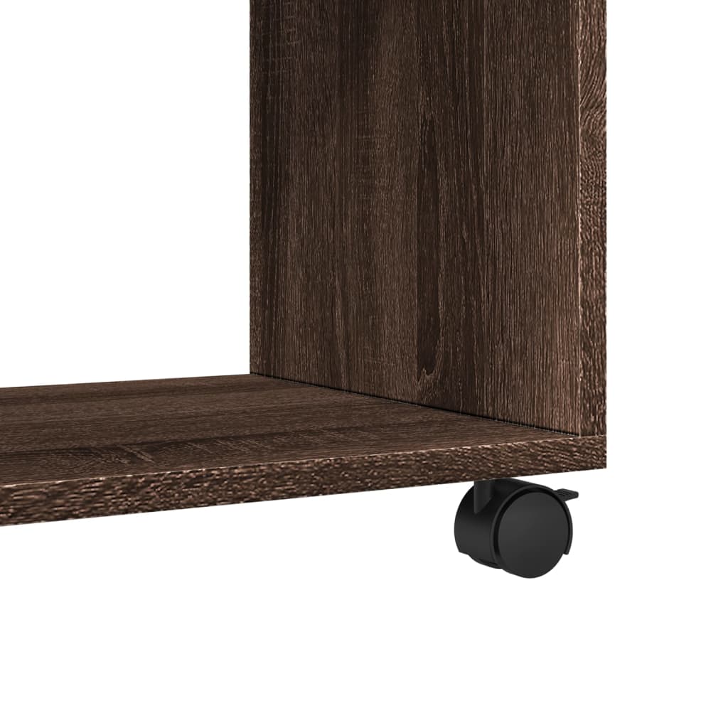 Mobiletto con Ruote Rovere Marrone 72x33x42,5 cm in Truciolato