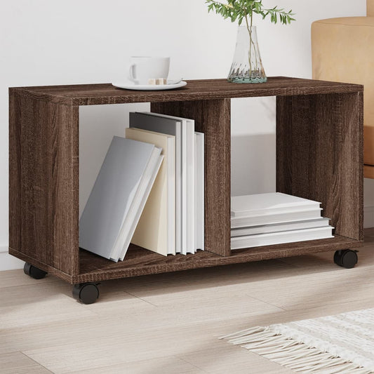 Mobiletto con Ruote Rovere Marrone 72x33x42,5 cm in Truciolato | homemem39