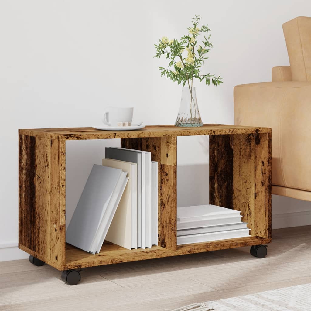 Mobiletto con Ruote Legno Antico 72x33x42,5 cm in Truciolato | homemem39