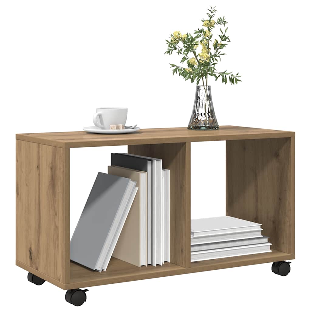 Mobiletto con Ruote Rovere Artigianale 72x33x42,5 cm Truciolato | homemem39