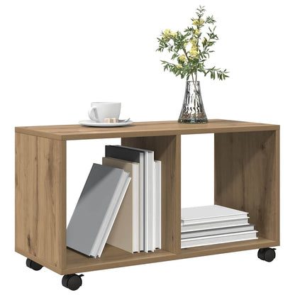Mobiletto con Ruote Rovere Artigianale 72x33x42,5 cm Truciolato | homemem39