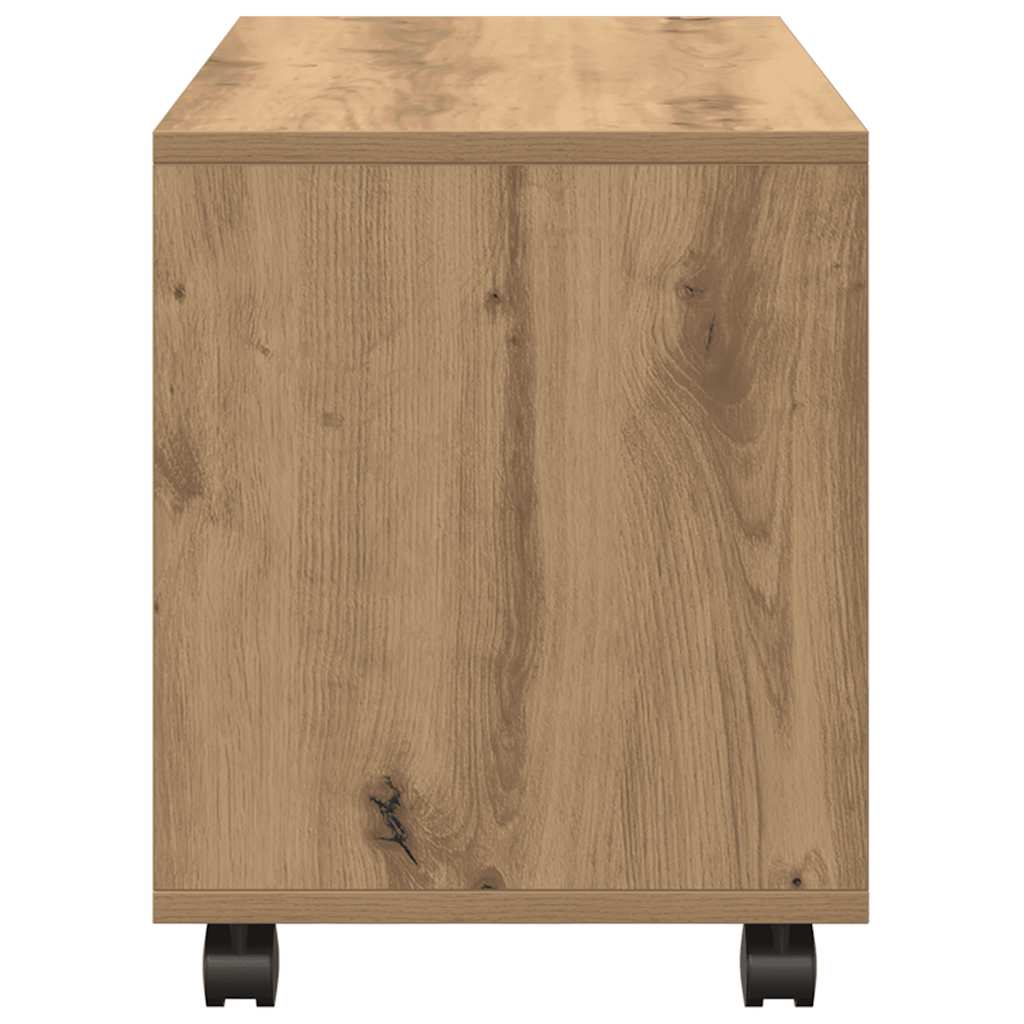 Mobiletto con Ruote Rovere Artigianale 72x33x42,5 cm Truciolato | homemem39