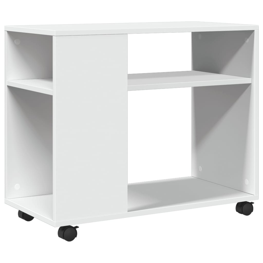 Tavolino con Ruote Bianco 70x35x60 cm in Truciolato | homemem39