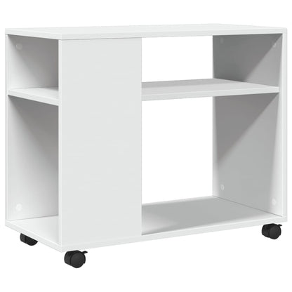 Tavolino con Ruote Bianco 70x35x60 cm in Truciolato | homemem39