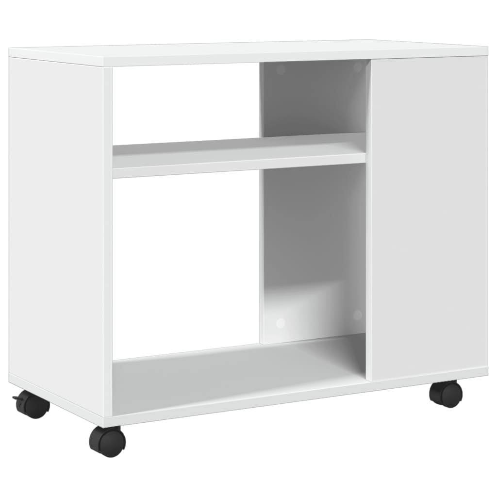 Tavolino con Ruote Bianco 70x35x60 cm in Truciolato | homemem39