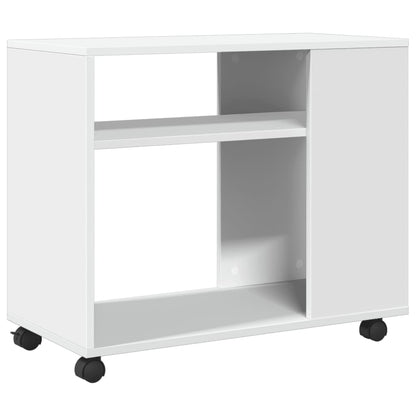 Tavolino con Ruote Bianco 70x35x60 cm in Truciolato | homemem39
