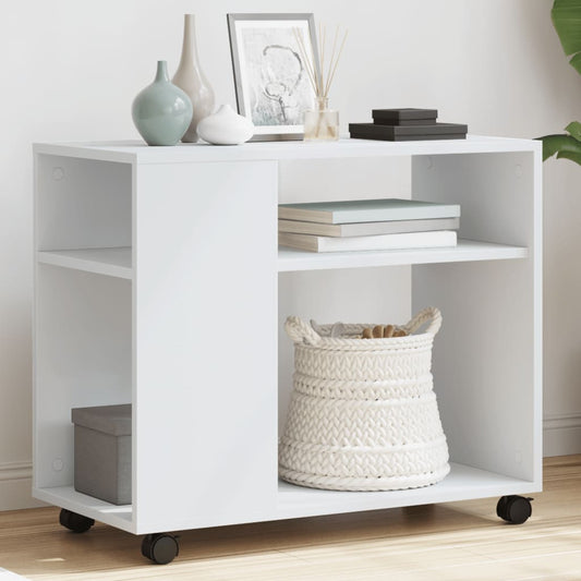 Tavolino con Ruote Bianco 70x35x60 cm in Truciolato | homemem39