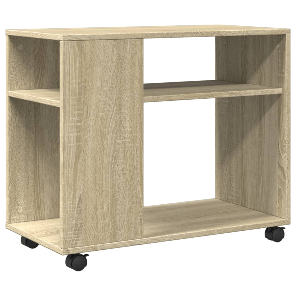 Tavolino con Ruote Rovere Sonoma 70x35x60 cm in Truciolato