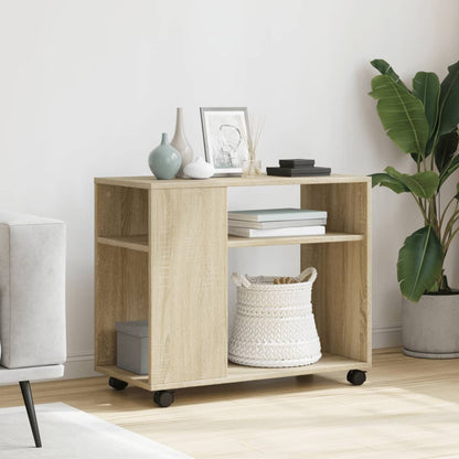 Tavolino con Ruote Rovere Sonoma 70x35x60 cm in Truciolato