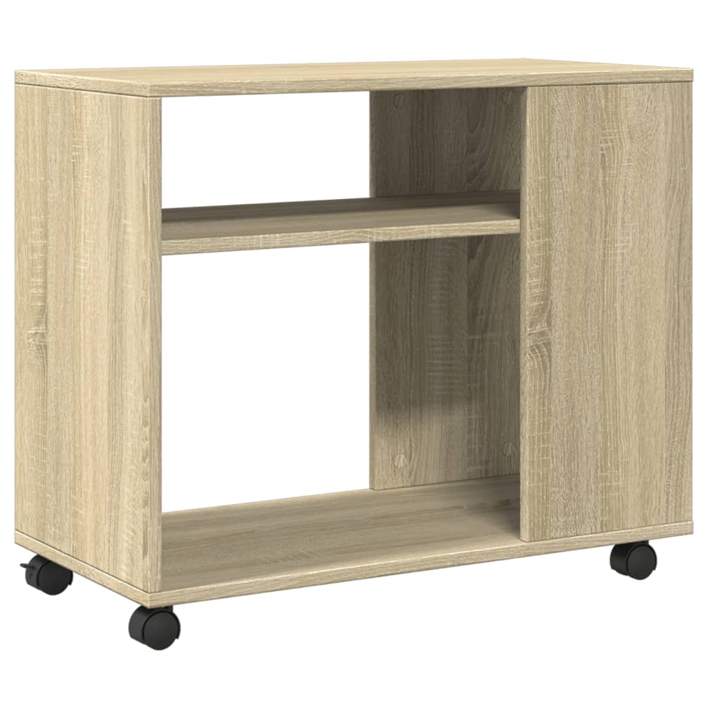 Tavolino con Ruote Rovere Sonoma 70x35x60 cm in Truciolato