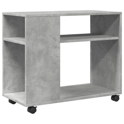 Tavolino con Ruote Grigio Cemento 70x35x60 cm in Truciolato
