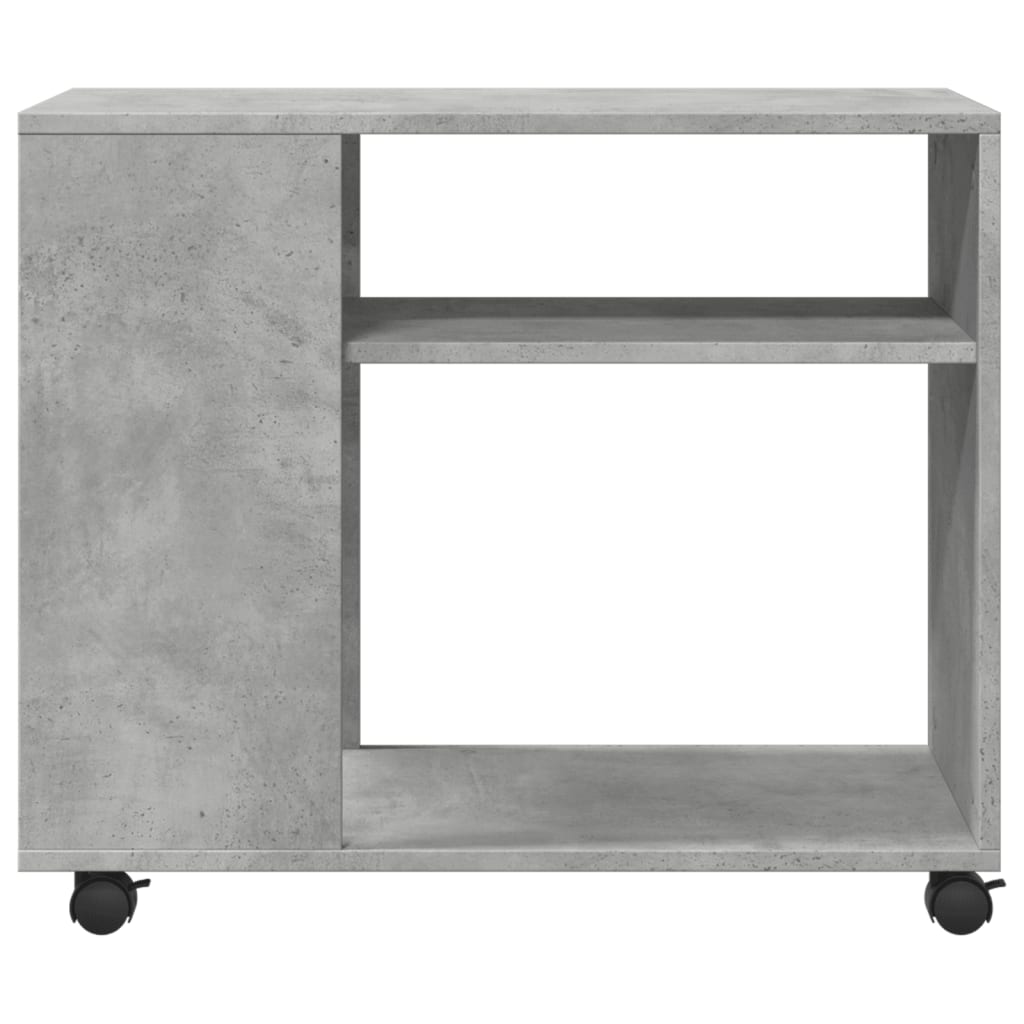 Tavolino con Ruote Grigio Cemento 70x35x60 cm in Truciolato | homemem39