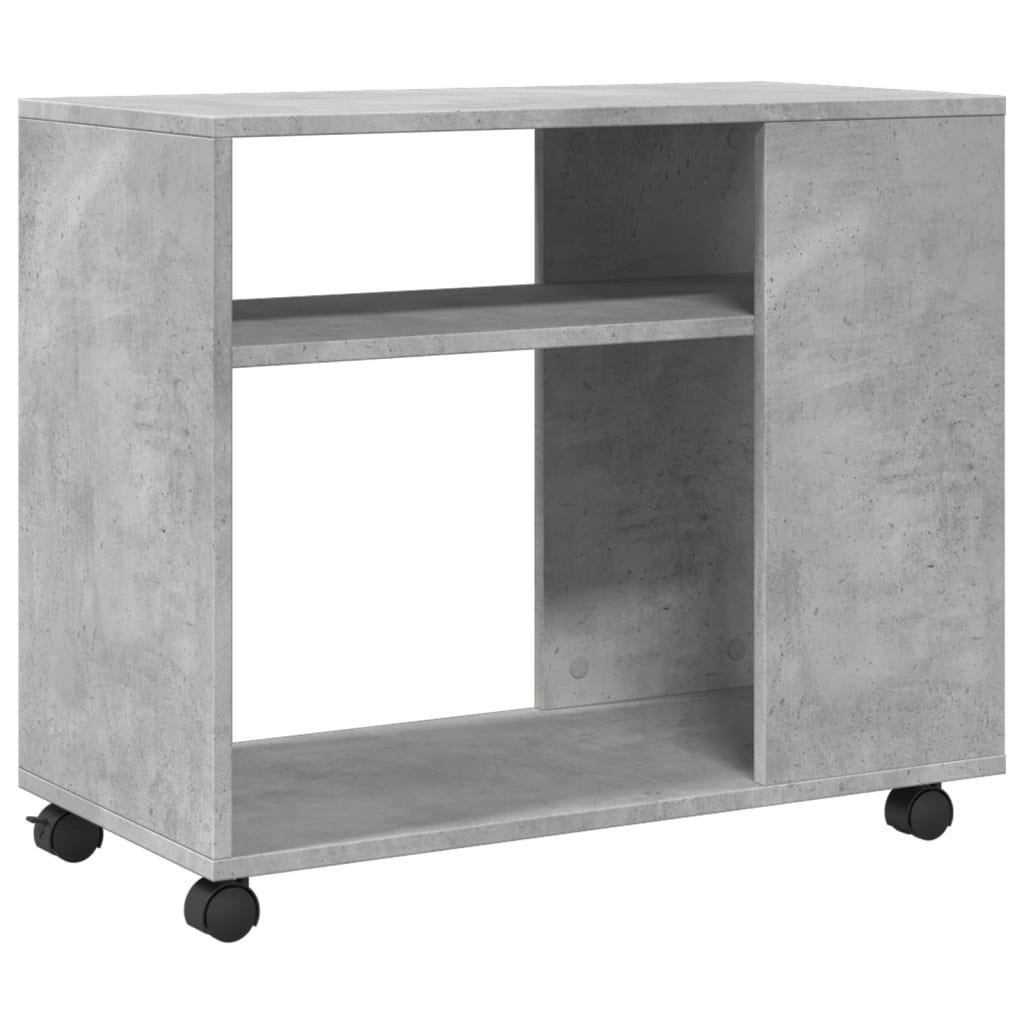 Tavolino con Ruote Grigio Cemento 70x35x60 cm in Truciolato | homemem39