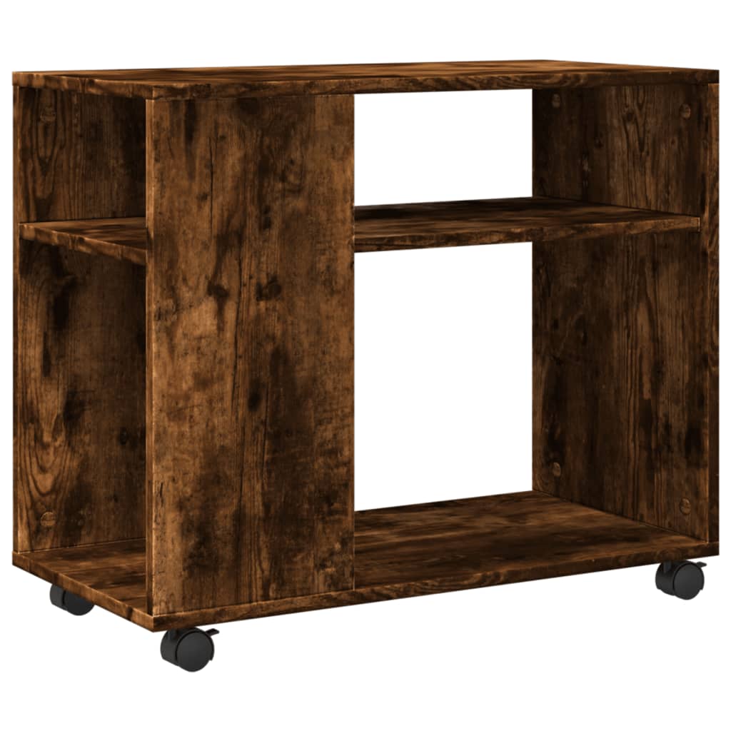 Tavolino con Ruote Rovere Fumo 70x35x60 cm in Truciolato