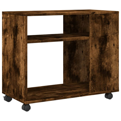 Tavolino con Ruote Rovere Fumo 70x35x60 cm in Truciolato