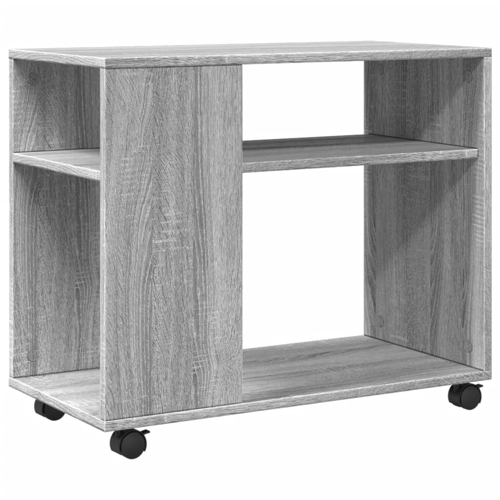Tavolino con Ruote Grigio Sonoma 70x35x60 cm in Truciolato