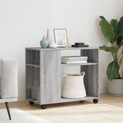 Tavolino con Ruote Grigio Sonoma 70x35x60 cm in Truciolato