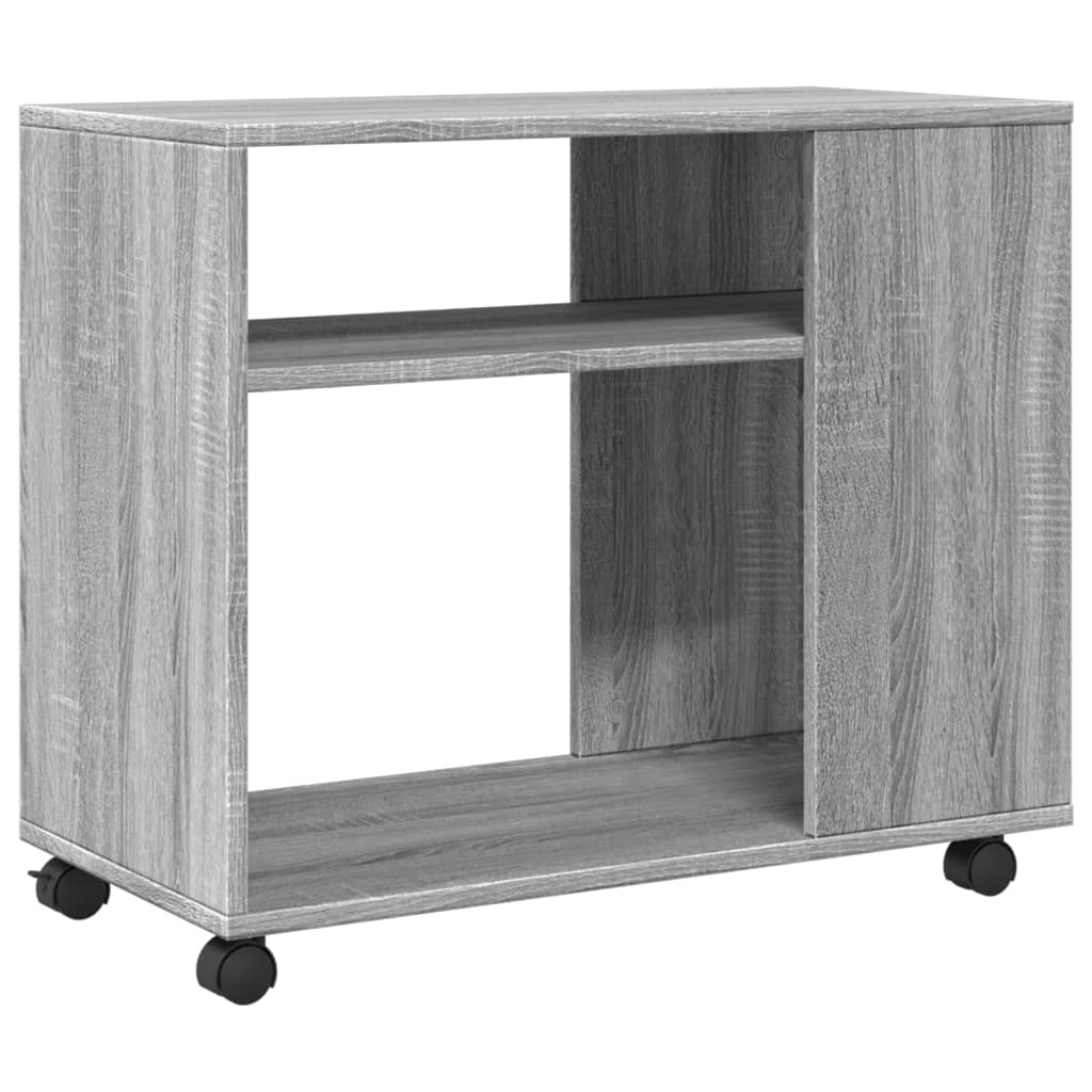 Tavolino con Ruote Grigio Sonoma 70x35x60 cm in Truciolato