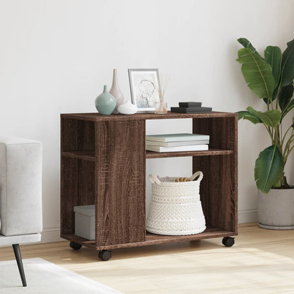 Tavolino con Ruote Rovere Marrone 70x35x60 cm in Truciolato | homemem39