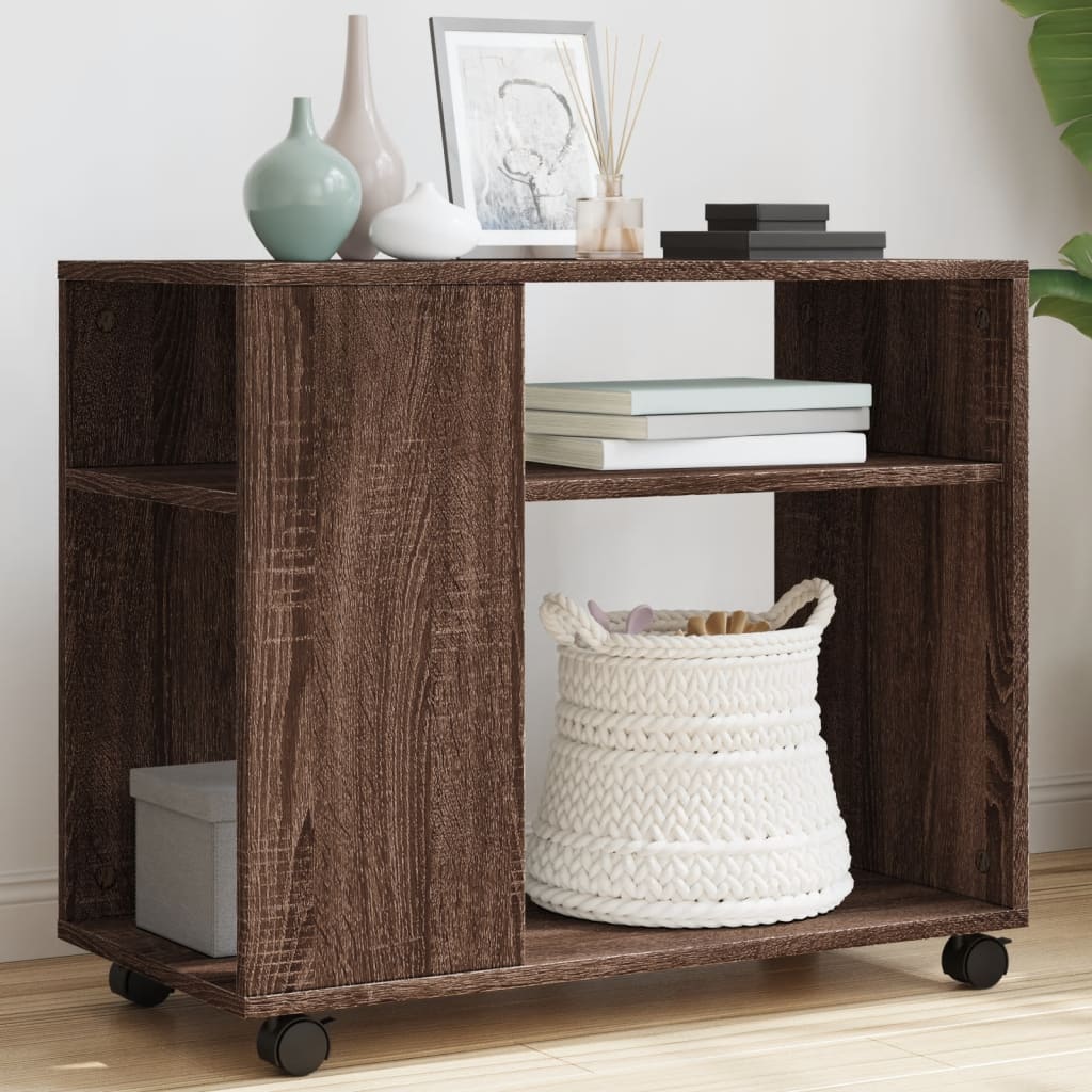 Tavolino con Ruote Rovere Marrone 70x35x60 cm in Truciolato | homemem39