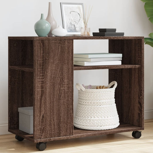 Tavolino con Ruote Rovere Marrone 70x35x60 cm in Truciolato | homemem39