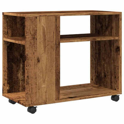 Tavolino con Ruote Legno Antico 70x35x60cm in Truciolato