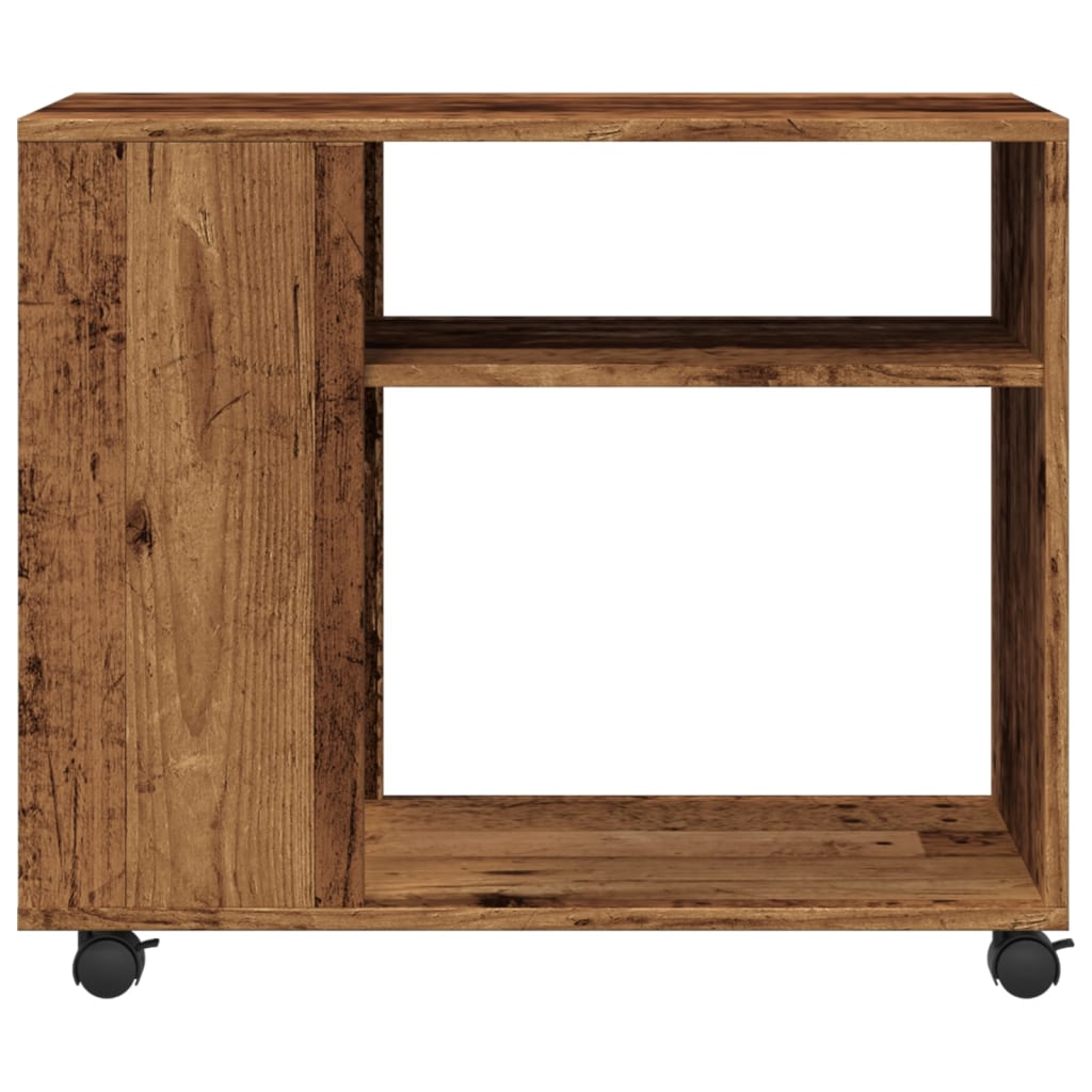 Tavolino con Ruote Legno Antico 70x35x60cm in Truciolato - homemem39