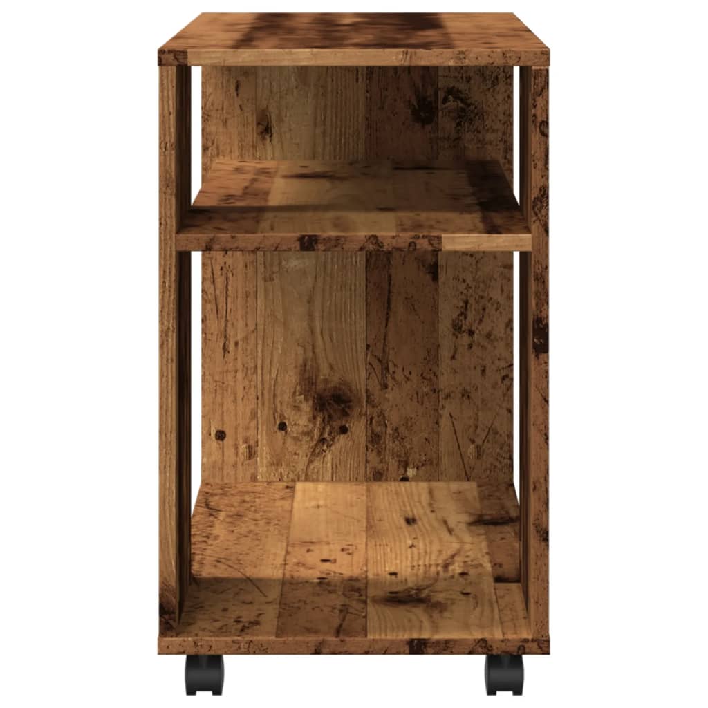 Tavolino con Ruote Legno Antico 70x35x60cm in Truciolato - homemem39