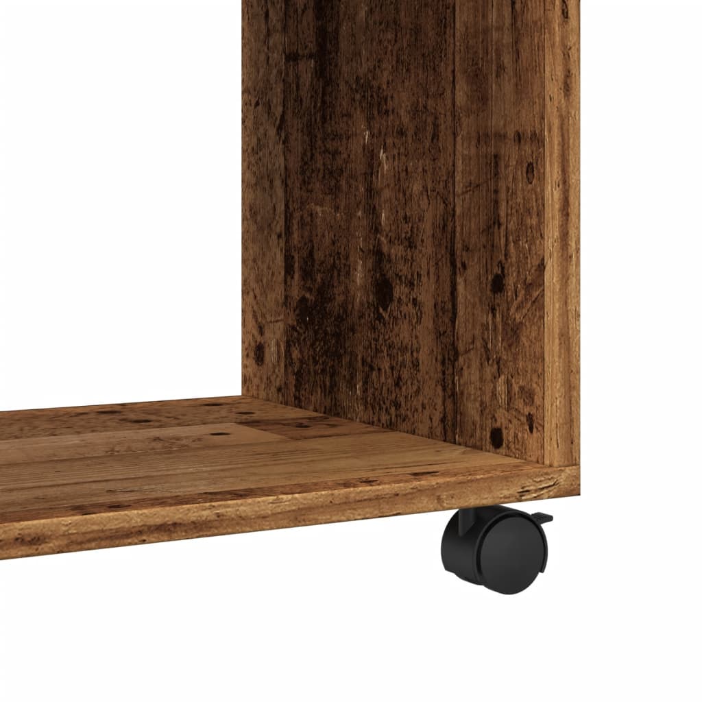 Tavolino con Ruote Legno Antico 70x35x60cm in Truciolato - homemem39