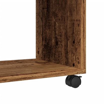 Tavolino con Ruote Legno Antico 70x35x60cm in Truciolato - homemem39