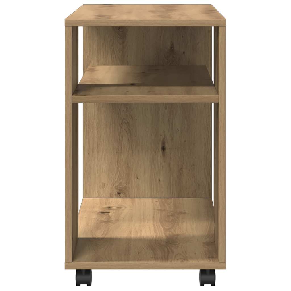 Tavolino con Ruote Rovere Artigianale 70x35x60 cm in Truciolato | homemem39