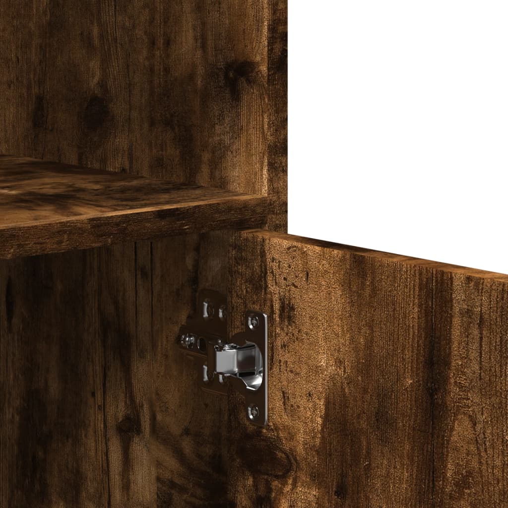 Mobiletto con Ruote Rovere Fumo 55x40x91 cm in Truciolato - homemem39