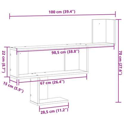 Scaffale a Muro Grigio Sonoma 100x15x70 cm in Truciolato