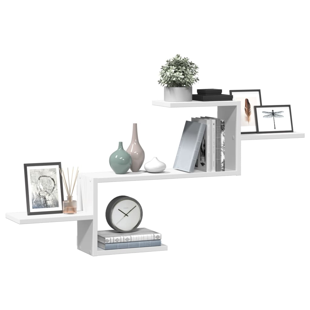 Scaffale a Parete Bianco 104x15x49 cm in Legno Multistrato | homemem39