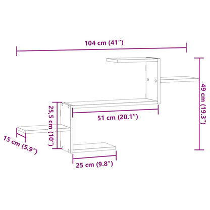 Scaffale a Parete Rovere Sonoma 104x15x49 cm in Truciolato
