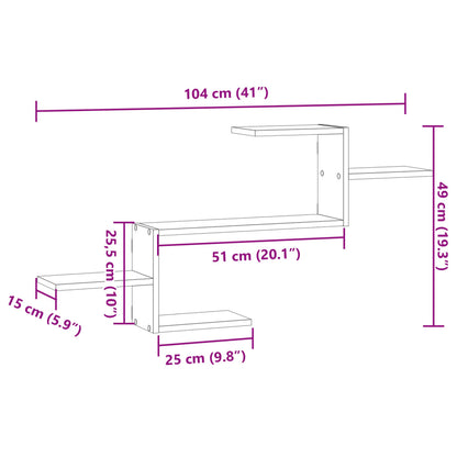 Scaffale a Muro Rovere Fumo 104x15x49 cm in Truciolato