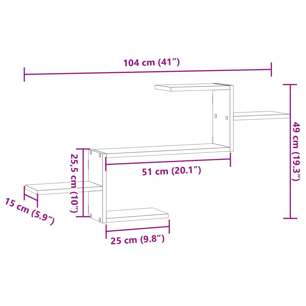 Mensola a Muro Grigio Sonoma 104x15x49 cm Legno Multistrato
