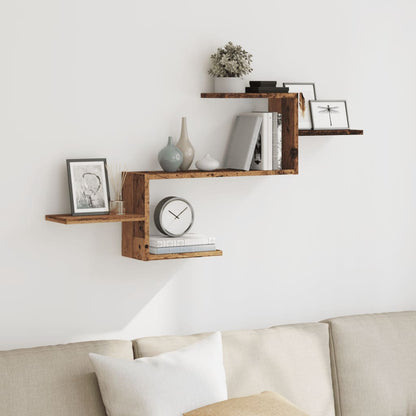 Scaffale a Parete Legno Vecchio 104x15x49 cm in Truciolato | homemem39