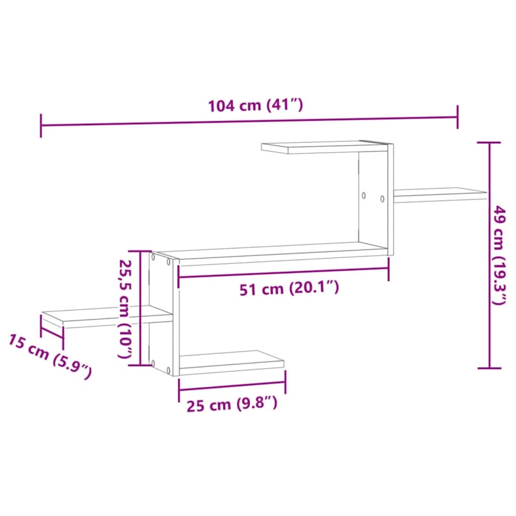 Scaffale a Parete Rovere Artigianale 104x15x49 cm in Truciolato | homemem39
